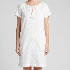 GAP Belinda Optic White Cotton Embroidered Shift Dress Size M
